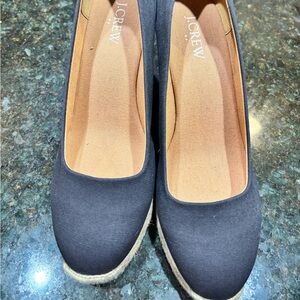 JCrew brand new never worn navy wedge espadrilles size 8